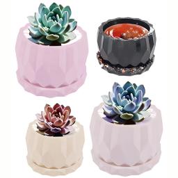 Moldes de Plantador de Silicone em Diamante Vasos e Pires de Concreto DIY Artesanato Artesanal para Decoração de Jardim Doméstico 1 Conjunto - Image 4