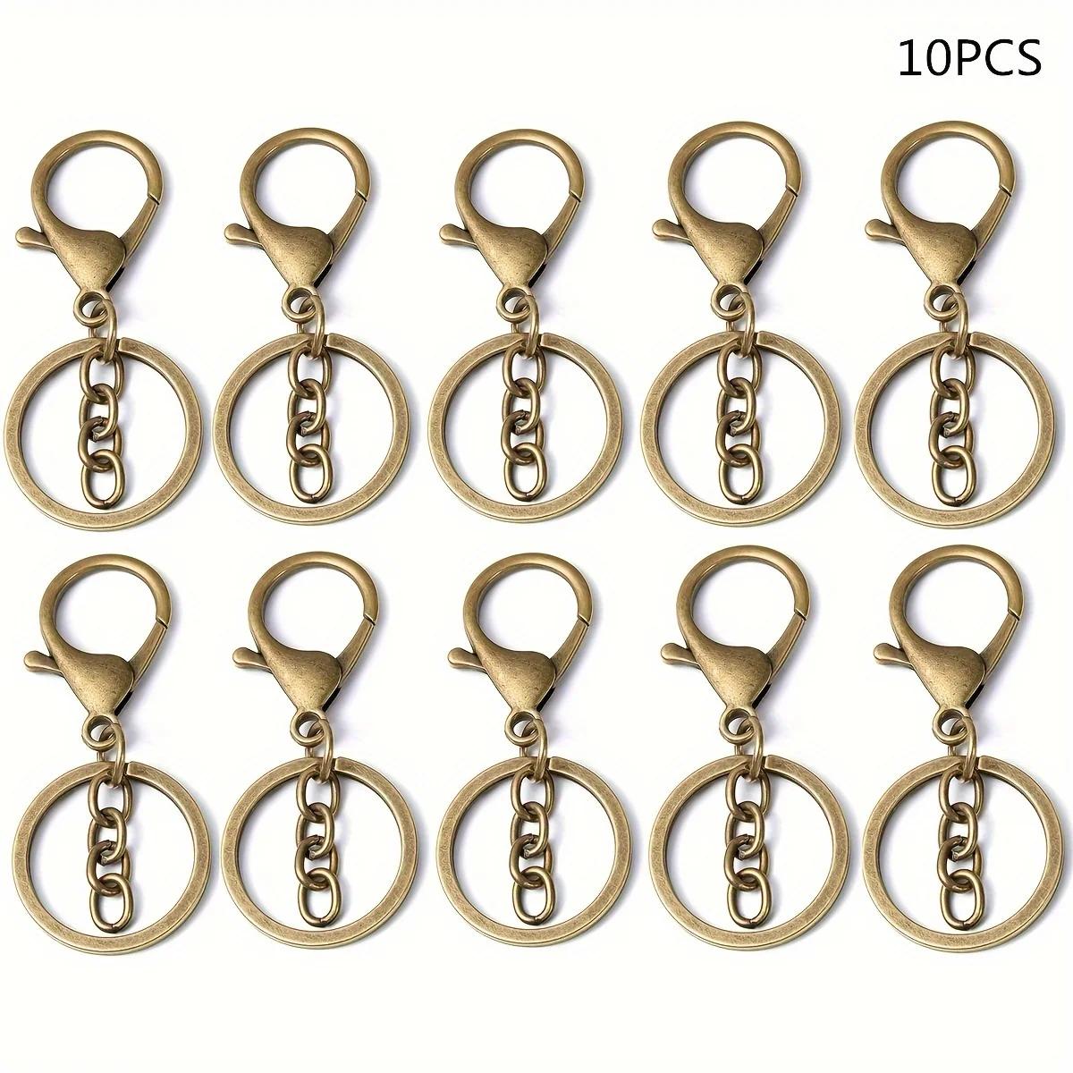 10 peças fechos lagosta de metal com corrente, gancho de pressão giratório para fazer joias de chaveiro DlY, acessórios de chaveiro. - Image 1