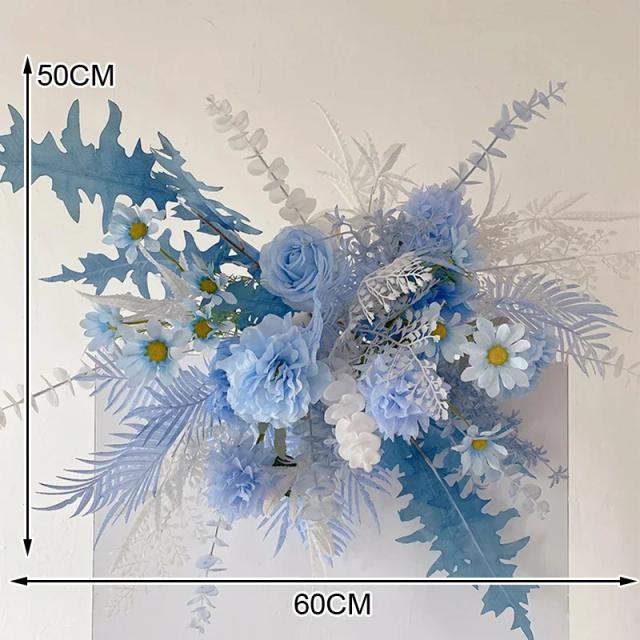 Arranjo Floral de Rosa Verde Artificial para Decoração de Casamentos e Eventos com Cortina e Paredes Florais