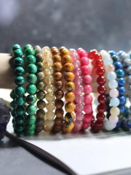 Pulseiras de pedras preciosas naturais para mulheres, contas redondas, pulseiras minimalistas, boêmia, férias, festa de aniversário, feriados, 8mm, 1pc - Image 6