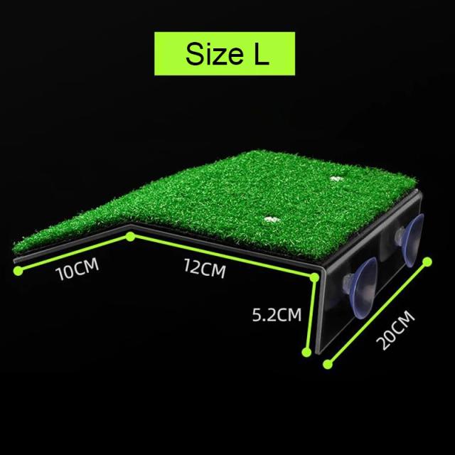 Plataforma Basking Turtle Optimal para Répteis com Terraço de Relva Falsa e Rampa Escada para Aquário