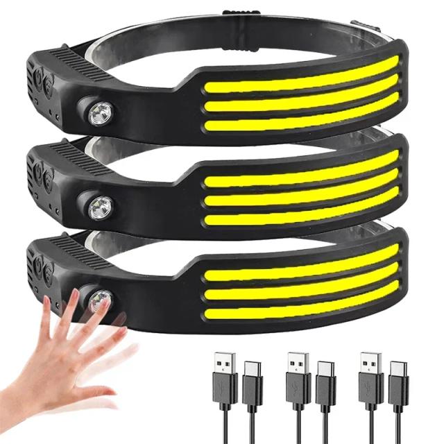 Lanterna de Indução Recarregável com Bateria Embutida: Ideal para Acampamento, Pesca e Equitação com Cobertura LED Poderosa