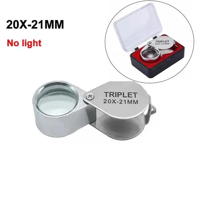 Lupa Dobrável de Metal Portátil com Lente Óptica para Moedas e Selos - Aumento de 10X a 40X