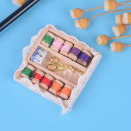 Mini Máquina De Costura Com Agulha Kit De Tesoura, Caixa De Costura, Simulação, Mobiliário, Casa De Bonecas, Acessórios Em Miniatura, 1:12 - Image 4