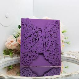 Convite de casamento de noivo e flores, 50 peças, cartão de visitas, suprimentos para festa de casamento, decoração de bolso - Image 3