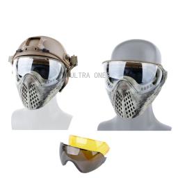 Máscara tática facial completa com 3 lentes, resistente ao impacto, caça, tiro, proteção, airsoft, combate, paintball - Image 3