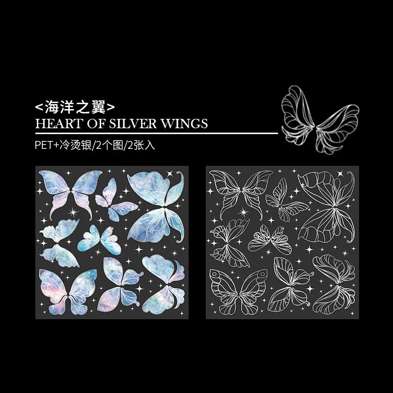 2 folhas de adesivos de folhas cores asas de anjo transparente scrapbooking material de papel borboleta artesanal papelaria tag 116*157mm - Image 1