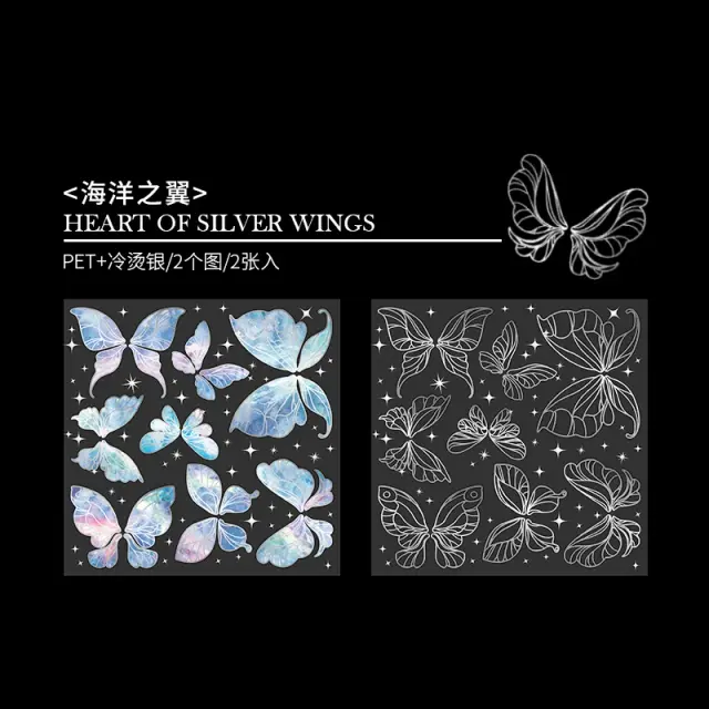 Adesivos Transparentes de Asas de Anjo para Scrapbooking - 2 Folhas em Cores Vibrantes (116x157mm)