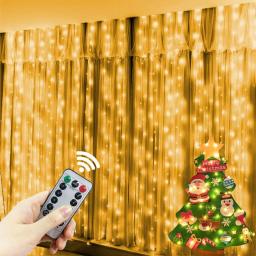 Luzes de cortina LED com controle remoto, USB, adequado para casa, quarto, casamento, festa, janela, parede, Dia das Bruxas, Decoração de Natal, 1 Pc - Image 3