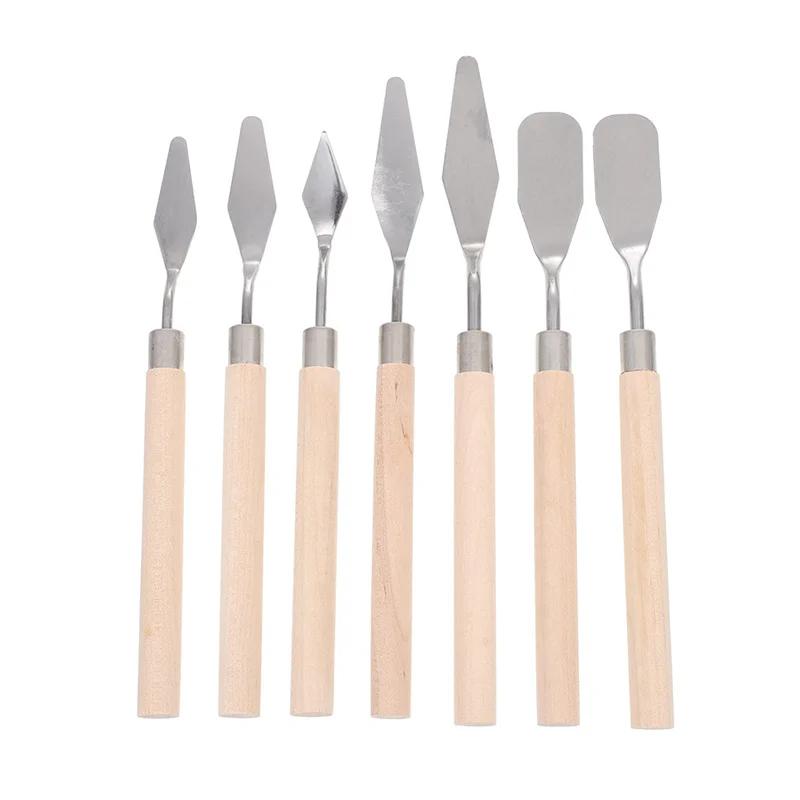 Conjunto de 7 faca de tinta a óleo, espátula para pintura do bolo, mini paleta, ferramenta de cozimento, ferramenta de escultura - Image 1