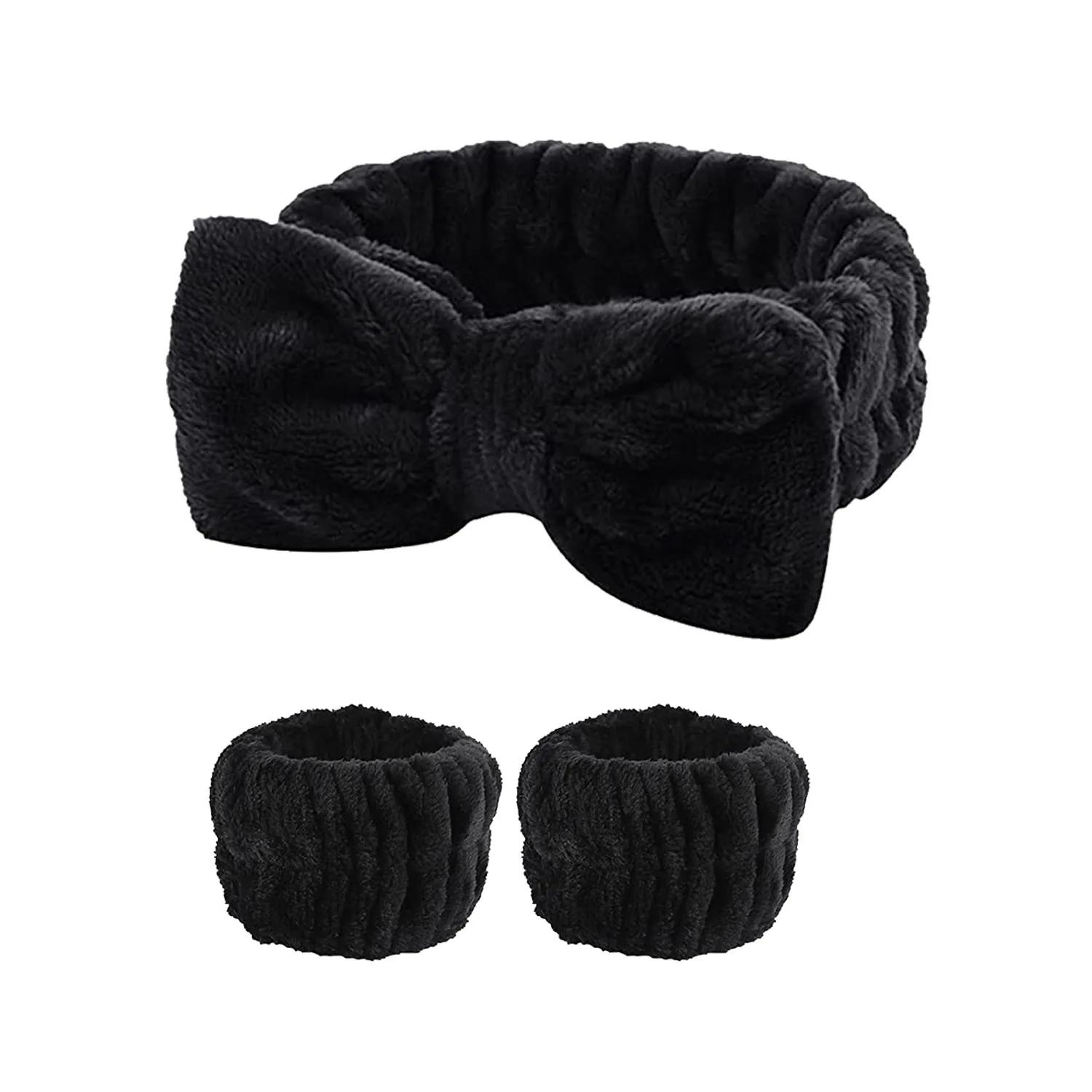 Lavagem de rosto headbands para mulheres coral velo faixas de cabelo manguito à prova dwaterproof água bandas absorventes cabeça banda acessórios para o cabelo conjunto - Image 1