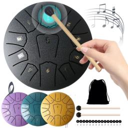 Mini Handpan Tongue Drum para Meditação e Yoga, Finger Picks, Instrumentos de Percussão, Sound Healing, Aço, 6 em, 3 em, 11 em, 6 em - Image 1