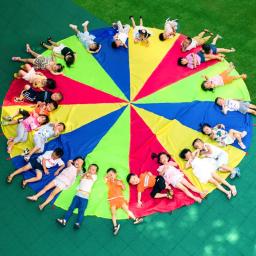 2m/6m diâmetro crianças ao ar livre trabalho em equipe jogo prop arco-íris paraquedas brinquedos salto saco salto jogar esteira escola atividade puzzle jogo - Image 5