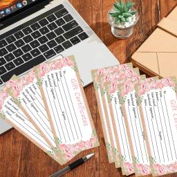 Rústico Rose Gift Certificate Cartões, Vouchers de papel, Dinheiro Titular, Certificado Personalizado Do Cliente Em Branco, 25Pcs, 4*9 Polegada - Image 4