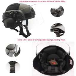 Airsoft ach capacete tático com viseira clara, montagem NVG e trilho lateral, MICH 2000 ACH - Image 4