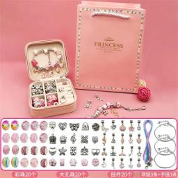 Kit de fazer jóias charme pulseira colar presente liga contas conjunto diy brinquedos para crianças pulseiras presentes aniversário para meninas 2023 - Image 2