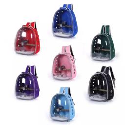 Saco de transporte de pássaros papagaio mochila com prefeito e copos alimentadores para periquito cockatiel coelho viagem acrílico portátil gaiola de pássaro para animais de estimação - Image 3