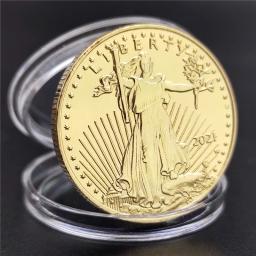 Moedas colecionáveis de ouro fino de 1/2 oz, estátua unida da américa, liberdade, desafio, moeda, presente de ano novo, coleção requintada 2021/2016 - Image 2