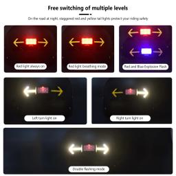 Impermeável Bicicleta Capacete Luzes, USB Recarregável, Mountain Bike Luzes de Advertência, Controle Remoto Sem Fio, Alta Segurança, 1 Conjunto - Image 6