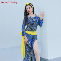 Terno de treinamento de dança do ventre para mulheres impresso prática de dança do ventre robe roupas shaabi baladi folk vestido feminino roupas orientais - Image 2