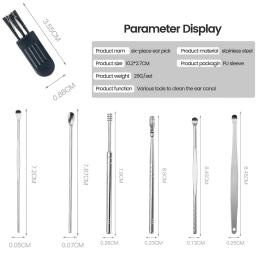 6 pçs ferramenta de remoção de cera de ouvido limpador de ouvido espiral rotativa colher de colheita de ouvido colher para limpeza coleta de cera de ouvido - Image 3