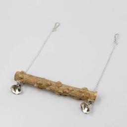 Papagaio de madeira Stand Pole Swing Toy com Bell para Tiger Skin Claw Grinding, Bird Cage Acessórios, Grinding Beak - Image 3