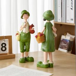 Resina Miniaturas de Casal Boneca Estatueta, simples Estátua, Decoração Home, Sala, Gabinete e Decoração de Mesa, Acessórios Adoráveis, 2PCs - Image 4