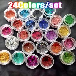 24 pçs natal holográfico grosso glitter lantejoulas 3g * 24 pçs colorido brilhante hexágono lantejoulas 1 * conjunto cor misturada manicure lantejoulas - Image 3