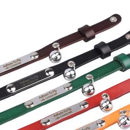Colar de gato de couro ajustável diy personalizado suprimentos de gato esculpido colar de gato pequeno s/m/l pet collar acessórios de gato colar - Image 5