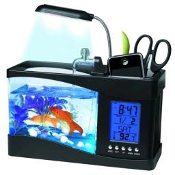 Multifuncional tanque de peixes mesa filtro iluminação três-em-um tanque de peixes de combate aquário acessório lcd temporizador lâmpada de relógio - Image 2