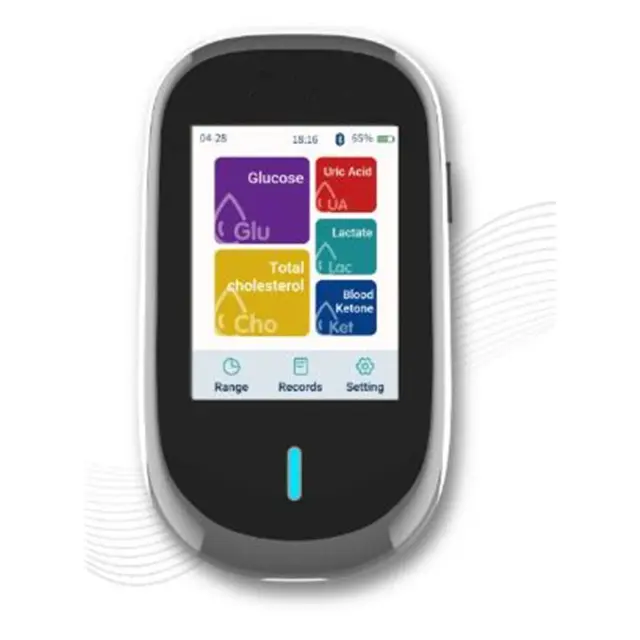 Analisador Veterinário Portátil Multifuncional para Glicose, Ácido Úrico, Colesterol e Hemoglobina