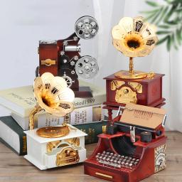 Mini Caixa de Música Vintage, Artesanato, Enfeites Retros, Table Decor, Máquina De Costura, Máquina De Escrever, Fonógrafo, Joalheria, Presente De Aniversário - Image 3