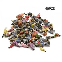Figuras em miniatura em escala 1:87, 60 peças, passageiro, escala n, cenas pintadas, modelo de pessoas, poses variadas, personagem diy, brinquedos de pose - Image 1