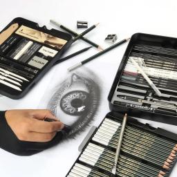 Art Painting Set para Artistas Profissionais, Lápis Carvão, Adult Art Sketching Tools, Drawing Tin Box Kit, 70 Pcs, 60 Pcs, 54 Pcs, 35 Pcs - Image 6