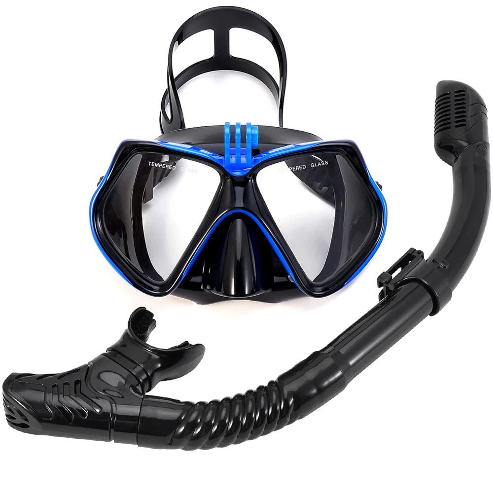 Conjunto de máscara de mergulho para gopro, câmera esportiva subaquática, óculos de natação profissional anti-nevoeiro, tubo de snorkel seco para adultos - Image 1