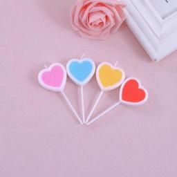 Vela de aniversário doce amor de quatro cores, coração de pêssego único, festa de aniversário, dia dos namorados, decoração de bolo de jantar à luz de velas - Image 1