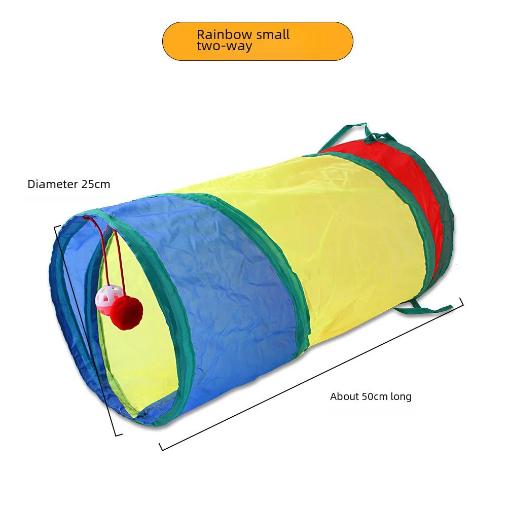 Rainbow Tunnel Playground Toy para gatos, Teaser interativo para gatinhos e adultos, 650g, arranhando corrida - Image 1