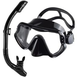 Conjunto de snorkel seco máscara de mergulho para adultos vidro temperado profissional panorâmico equipamento de mergulho treinamento de natação kit de snorkel - Image 1