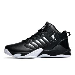Tênis de basquete de couro resistente ao desgaste masculino antiderrapante esportes casuais tênis na moda confortável respirável meados de topo - Image 3