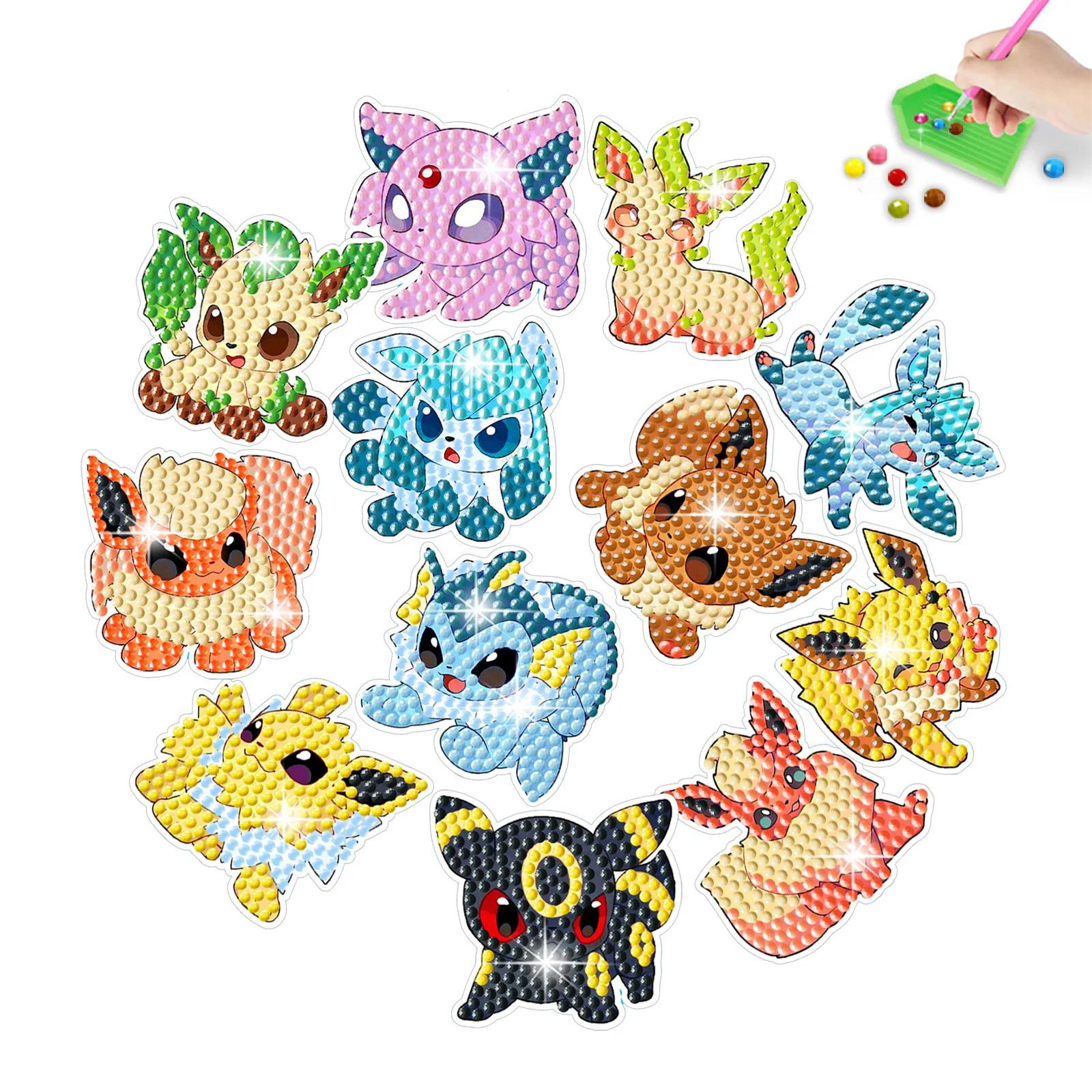 12/16 pçs pokémon pintura diamante adesivos kits para crianças diy diamante arte mosaico adesivo por números presente iniciante - Image 1