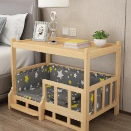 Double Layer cama de madeira maciça para cão e gato, Teddy mesa de cabeceira, acima e abaixo do chão, oferta especial, temporada de verão - Image 1