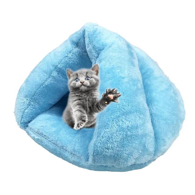 Tenda Triangular Fluffy para Gatos, Criativa e Antiderrapante, Ideal para Viagens no Inverno com Capuz Semi-Aberta