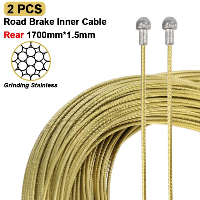 Hippe Conjunto de Cabos de Câmbio e Freio em Aço Inoxidável Dourado para MTB e Speed