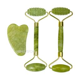 Rolo massageador de jade natural para rosto, corpo, costas, pés, rolo de massagem, levantamento facial, anti-rugas, ponta dupla, pedra de jade gua sha - Image 6