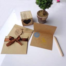 6 pçs obrigado retro cartão kraft papel envelopes selo adesivo festa de casamento marrom envelope adesivo conjunto ofício sacos de papel - Image 4