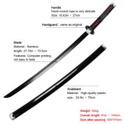Demônio Slayer Katana com Porta-Espada e Cinto, Espada Samurai Japonesa, Armas de RPG, Azul, 104cm, 1: 1 - Image 6
