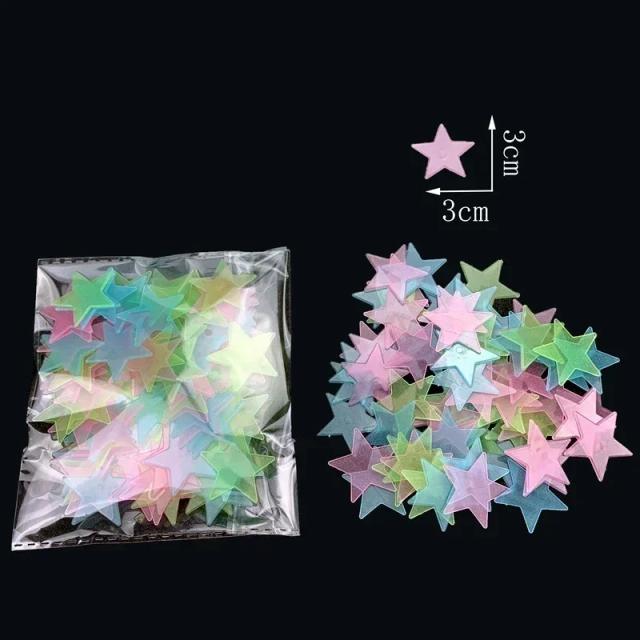 Adesivos de Parede Estrelas Brilham no Escuro 3D Luminosa Decoração Quarto Infantil 1000 Peças