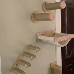 Wall Mounted Wooden Cat Hammock, Prateleira de escalada, Cat Jumping Platform com Scratching Post, Cama Pendurada para Dormir, 1Pc - Image 3