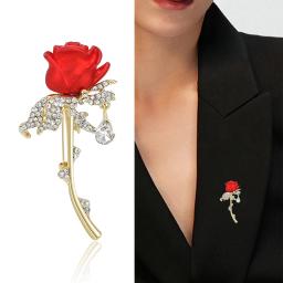 Broches de strass rosa para mulheres, alfinetes de flores de esmalte, presentes de mochila de festa, acessórios unisex - Image 2