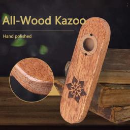 Portátil mogno madeira Kazoo flauta para iniciantes, instrumentos musicais, guitarra ukulele, piano, madeira, presente para iniciantes - Image 1